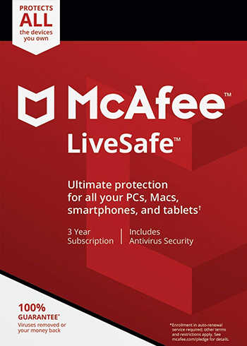 McAfee Livesafe 2020 Unlimited Devices 3 Year Digital Code Global